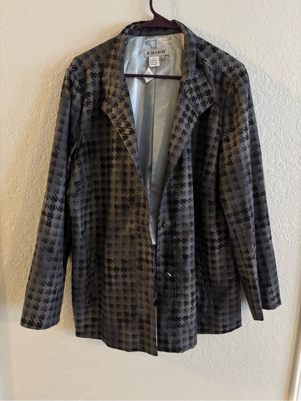 Women's Houndstooth Gray Blazer Jacket